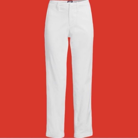 Lands end white mid rise straight leg pants. Look new - Picture 2 of 7
